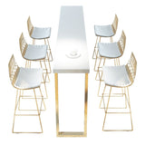 Glam Rectangle Bar Table Set 1/7 Pieces Solid Wood Counter Table for Indoor