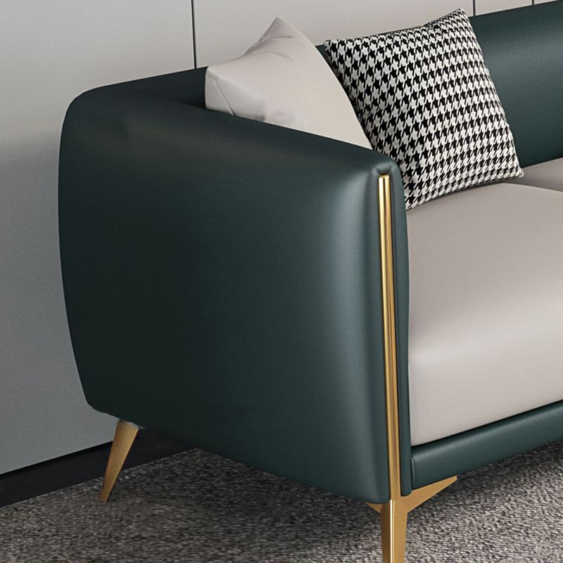 Contemporary Faux Leather Settee 25.98"H Tuxedo Arm Sofa for Four People Clearhalo 'furn' 'furn_sofas' 'Furniture' 'furniture_sofas' 'Living Room Furniture' 'Sofa' 'sofas' 1200x1200_b0e33bbb-7ed3-4b4a-9712-15855e274a84