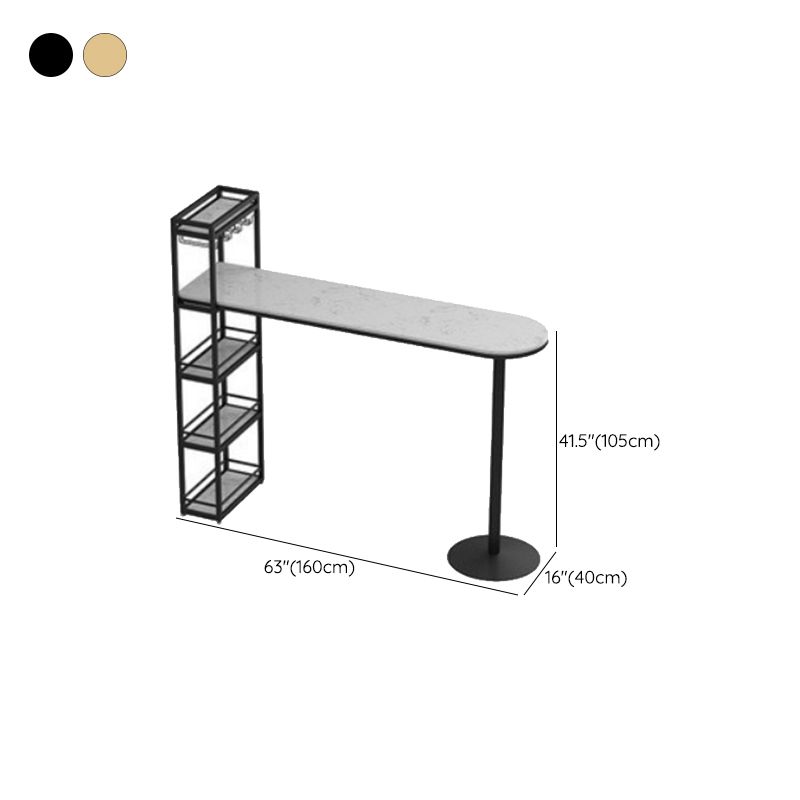Glam Stone Bar Table Metal Base with Wine Rack for Living Room Clearhalo 'Bar Furniture' 'Bar Tables' 'bar_tables' 'furn' 'furn_bar_tables' 'Furniture' 'Kitchen & Dining Furniture' 1200x1200_b0e33fdb-2b36-46cc-9ee1-12c4f72935fd