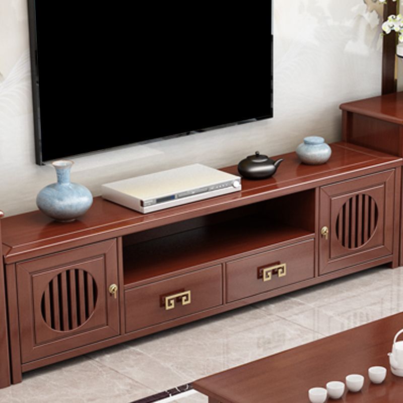 Mueble de TV de madera maciza, consola de soporte de TV abierta Simple para el hogar, estilo tradicional