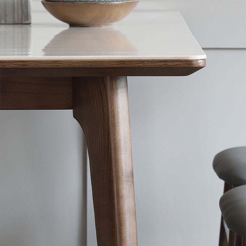 Sintered Stone Top Rectangle Table in White Kitchen Table with Wooden 4 Legs Clearhalo ' dining_table' 'Dining Tables & Seating' 'Dining Tables' 'furn' 'furn_dining_table' 'Furniture' 'furniture_dining_table' 'Kitchen & Dining Furniture' 'kitchen&dining_furn' 'kitchen' 'kitchen_dining_table' 1200x1200_b0e3cbab-1de9-48f9-a056-5e7d0ea46ca3