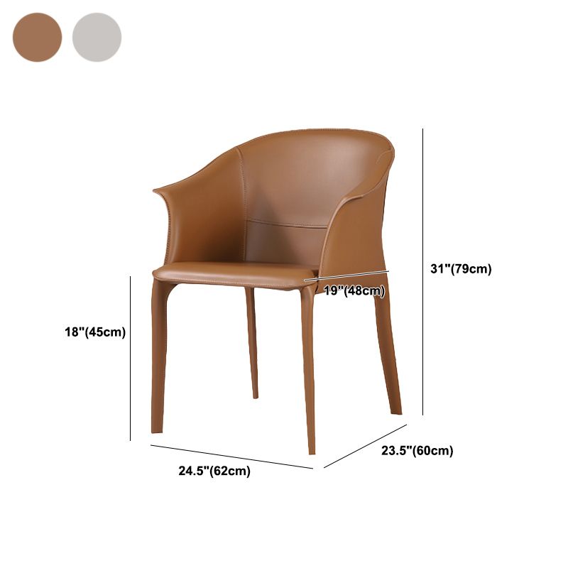 Beige and Brown Dining Chairs Modern Faux Leather Arm Side Chair Clearhalo 'Dining Chairs' 'Dining Tables & Seating' 'dining_chair' 'furn' 'furn_dining_chair' 'Furniture' 'Kitchen & Dining Furniture' 1200x1200_b0e70465-6883-4582-b29d-dd23b5472fec