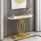 12 inch Wide Accent Table Glam style Stone Half Moon Console Table for Hall