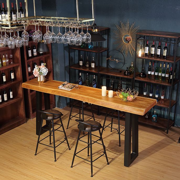 Pine Wood Bar Dining Table Industrial Bar Dining Table with Black Sled Base Clearhalo 'Bar Furniture' 'Bar Tables' 'bar_tables' 'Furniture' 'furniture_bar_tables' 'Kitchen & Dining Furniture' 1200x1200_b0ea7e33-d994-498d-96db-96c7f194b07a