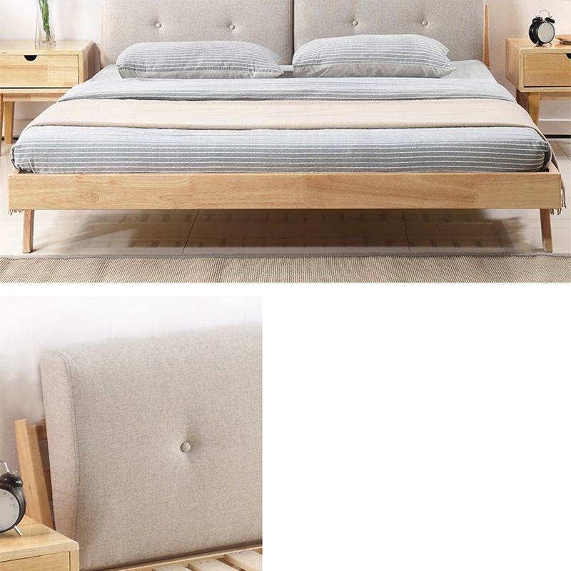 Scandinavian Solid Wood Panel Bed Linen Upholstered Bed with Nailhead Trim Clearhalo 'Bedroom Furniture' 'Beds' 'furn' 'furn_beds' 'Furniture' 1200x1200_b0eef578-6883-43fa-83d1-9d7a51a95354