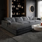 Stain-Resistant Dark Gray Contemporary Square Arm Solid Wood Sofa