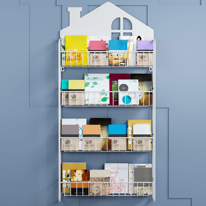 Contemporary Metal Bookcase Wall Mounted Closed Back Bookshelf for Home Office