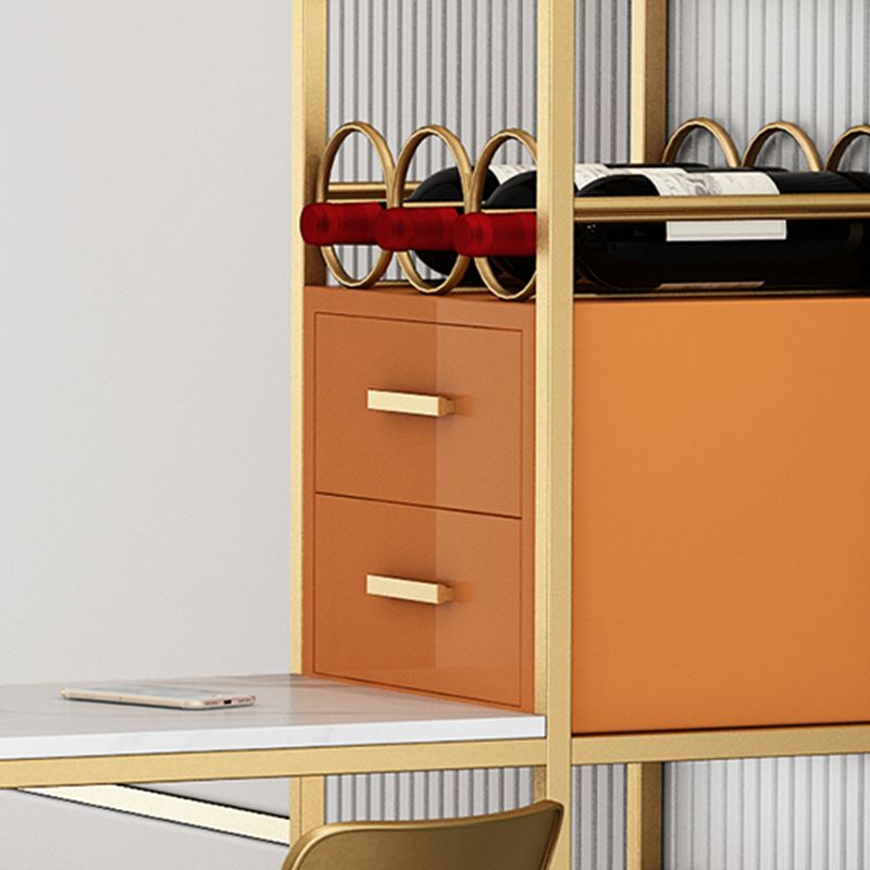 Stone Bar Dining Table Modern Bar Table with Double Pedestal for Living Room