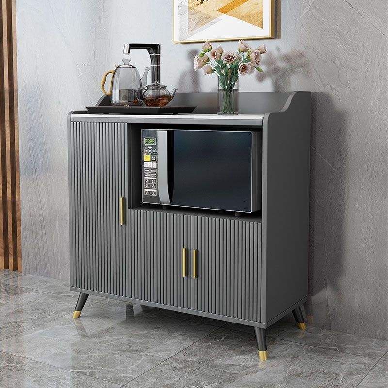 Server da pranzo interno glam Sideboard in legno in finto grigio con top in pietra