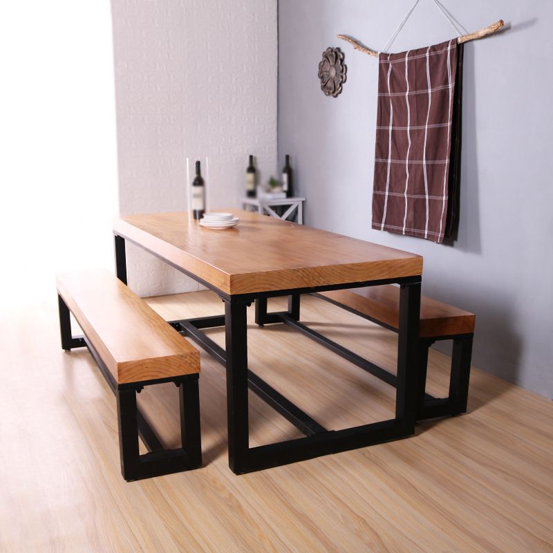 Industrial Style 1/2/3/4 Pieces Dinette Set Solid Wood Table and Bench Set Clearhalo 'Dining Room Sets' 'Dining Tables & Seating' 'dining_room_set' 'furn' 'furn_dining_room_set' 'Furniture' 'furniture_dining_room_set' 'Kitchen & Dining Furniture' 'kitchen&dining_furn' 'kitchen' 1200x1200_b0f4d357-7438-466e-9570-cc3ec35aa854