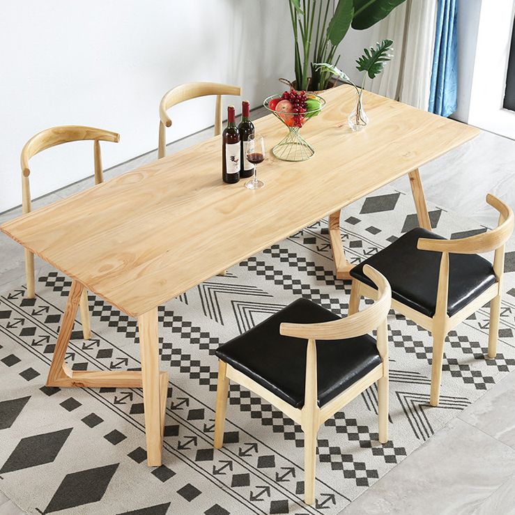 Minimalistisch 1/2/5 stuks meubels vaste houten rechthoek eettafel ingesteld in natuurlijk