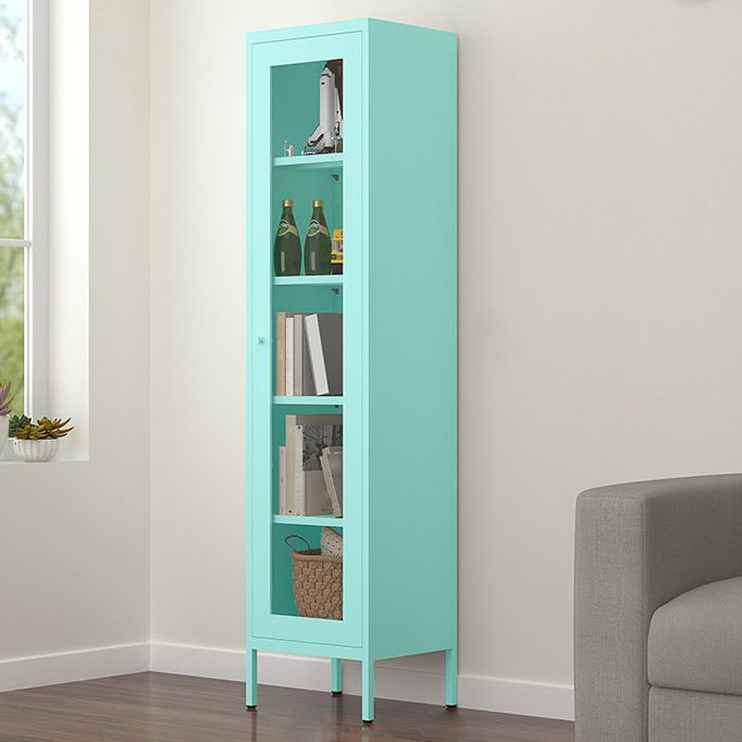Contemporary Style Metal Bookcase Closed Back Bookshelf with Door for Home Clearhalo 'Bookcases' 'Furniture' 'furniture_bookcases' 'Office Furniture' 1200x1200_b0f6ef2f-91ff-4927-ba4c-d22749038352