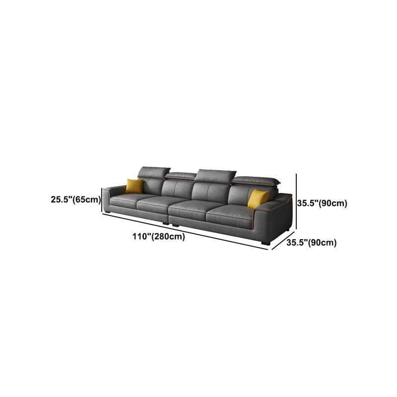 Dark Gray Faux Leather Sectional Sofa 35.43" Tall  Stain-Resistant Sofa