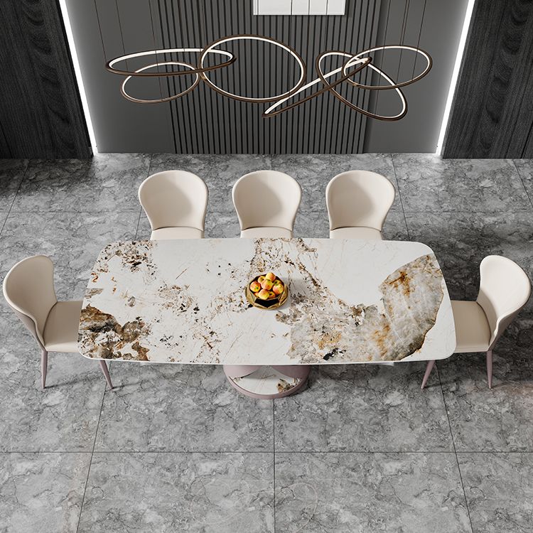 Modern Rectangle Sintered Stone Dining Table Set 1/4/6/7 Pieces Dining Set Clearhalo 'Dining Room Sets' 'Dining Tables & Seating' 'dining_room_set' 'furn' 'furn_dining_room_set' 'Furniture' 'furniture_dining_room_set' 'Kitchen & Dining Furniture' 1200x1200_b0f8f41f-3686-42ac-bc74-f9e9f1fe1f8a