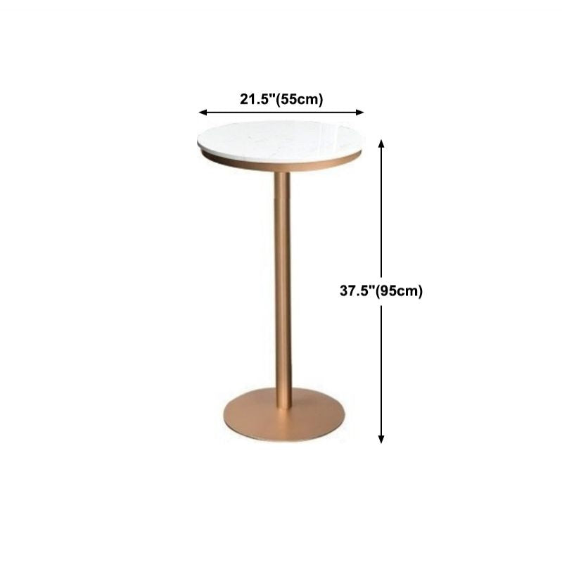 Glam White Faux Marble Bistro Table Indoor Gold Bar Table with Single Pedestal, Only Table Clearhalo 'Bar Furniture' 'Bar Tables' 'bar_tables' 'furn' 'furn_bar_tables' 'Furniture' 'furniture_bar_tables' 'Kitchen & Dining Furniture' 1200x1200_b0f9d95c-e749-486f-bd67-b6445cd659b0