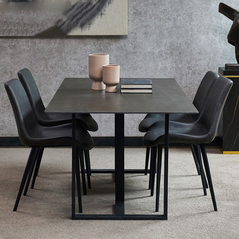 Industrial Rectangle Table Sintered Stone Table with Metal Legs for Home Clearhalo 'Dining Tables & Seating' 'Dining Tables' 'dining_table' 'furn' 'furn_dining_table' 'Furniture' 'Kitchen & Dining Furniture' 1200x1200_b0fa3214-ec5f-44de-b4ae-8df7db2bb224