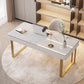 Rectangular Shaped Office Working Table Stone Writing Desk in Gold/Black Clearhalo 'furn' 'furn_office_desk' 'Furniture' 'Office Desks' 'Office Furniture' 'office_desk' 1200x1200_b0fab241-50b9-4c3e-9113-7be44dae015c