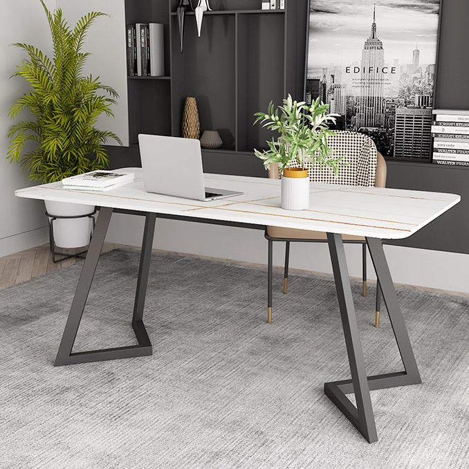 Curved Modern Style Working Table Sintered Stone Writing Table Clearhalo 'Furniture' 'furniture_office_desk' 'Office Desks' 'Office Furniture' 'office_desk' 1200x1200_b0fad8e0-52b0-4c4a-920b-c4e40f61ab9e