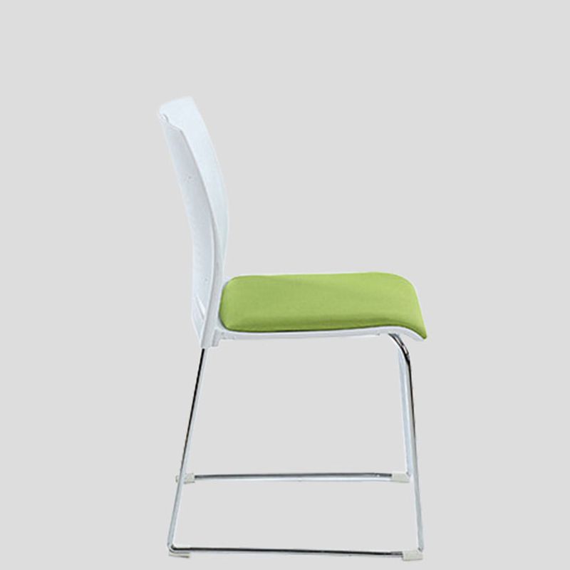 Silla de escritorio contemporánea de 18" de ancho, color blanco, sin ruedas, silla de oficina