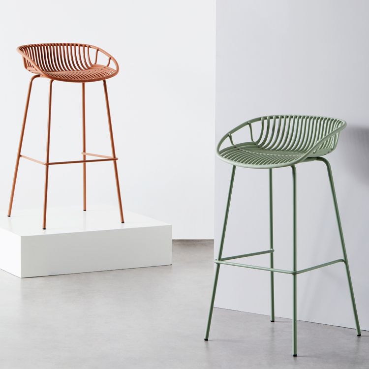 Contemporary Matte Finish Metal Bar Stool Footrest Milk Tea Shop Stool Clearhalo 'Bar Furniture' 'Bar Stools' 'bar_stools' 'furn' 'furn_bar_stools' 'Furniture' 'furniture_bar_stools' 'Kitchen & Dining Furniture' 1200x1200_b0fc123a-d0db-4008-921f-008285b2d18a