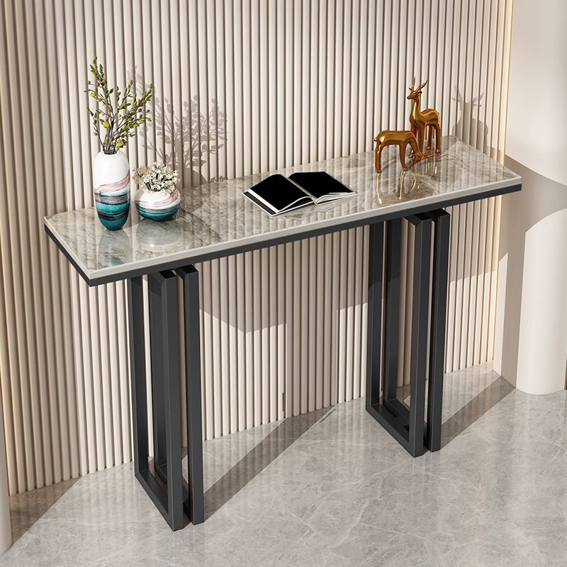 Tavolo da accento superiore moderno rettangolo con base di ferro per la tavola della console Hall