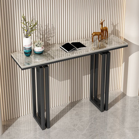 Tavolo da accento superiore moderno rettangolo con base di ferro per la tavola della console Hall