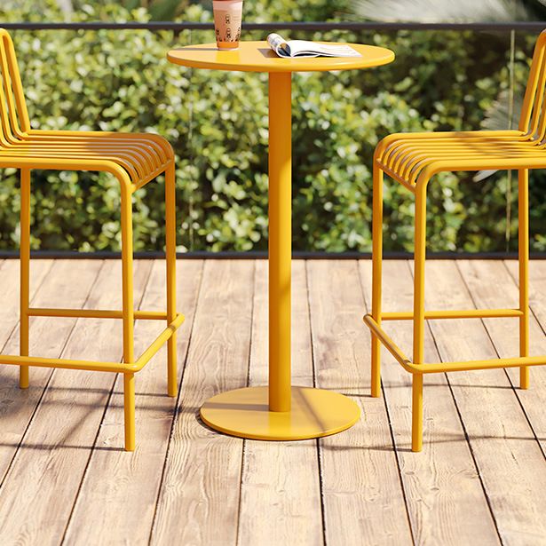 Modern Round Metal Bar Table Dining Table - 23.6" L x 23.6" W x 41.3" H Clearhalo 'Bar Furniture' 'Bar Tables' 'bar_tables' 'furn' 'furn_bar_tables' 'Furniture' 'Kitchen & Dining Furniture' 1200x1200_b0feab23-8c4f-43fb-878a-0fb9790d2698