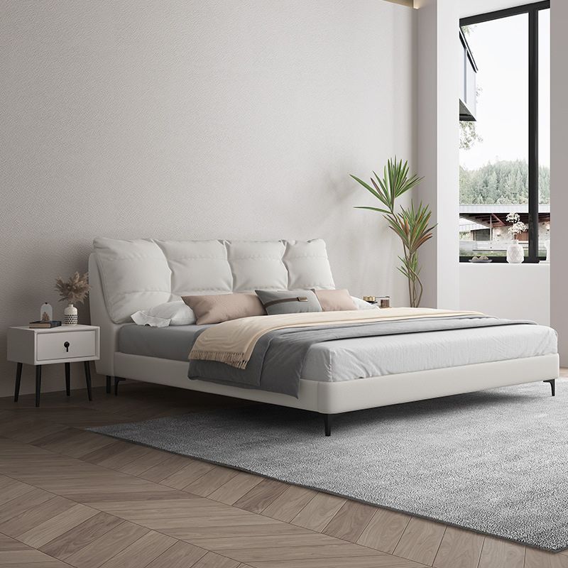 カスタムゴールドレッグ付きの白いモダン標準ベッドフォームベッドフレーム