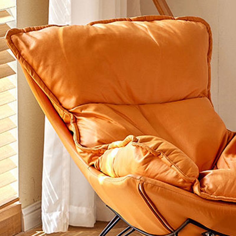 Chaise à bascule contemporaine Plain Res résistant à l'eau Fauve-Glider en cuir avec ottoman