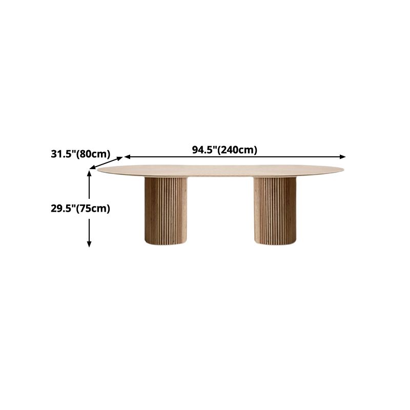 Pinewood Solid Wood Dining Table Modern Wood Color Double Pedestal Table for Dining Room Clearhalo ' dining_table' 'Dining Tables & Seating' 'Dining Tables' 'furn' 'furn_dining_table' 'Furniture' 'furniture_dining_table' 'Kitchen & Dining Furniture' 'kitchen&dining_furn' 'kitchen' 'kitchen_dining_table' 1200x1200_b1044515-94d0-4a7a-85d5-3d97e2a9c290