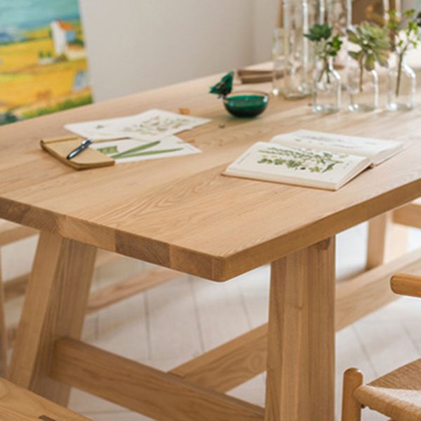 Rechthoek eettafel natuurlijke eigentijdse stijl massieve houten eettafel voor thuiskeuken