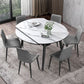 Round Extendable Stone Dining Site Table Contemporary 51.2'' Dinette Table Clearhalo ' dining_table' 'Dining Tables & Seating' 'Dining Tables' 'furn' 'furn_dining_table' 'Furniture' 'furniture_dining_table' 'Kitchen & Dining Furniture' 'kitchen&dining_furn' 'kitchen' 'kitchen_dining_table' 1200x1200_b106ea71-ed93-4e57-86c1-55e6e4dfb974