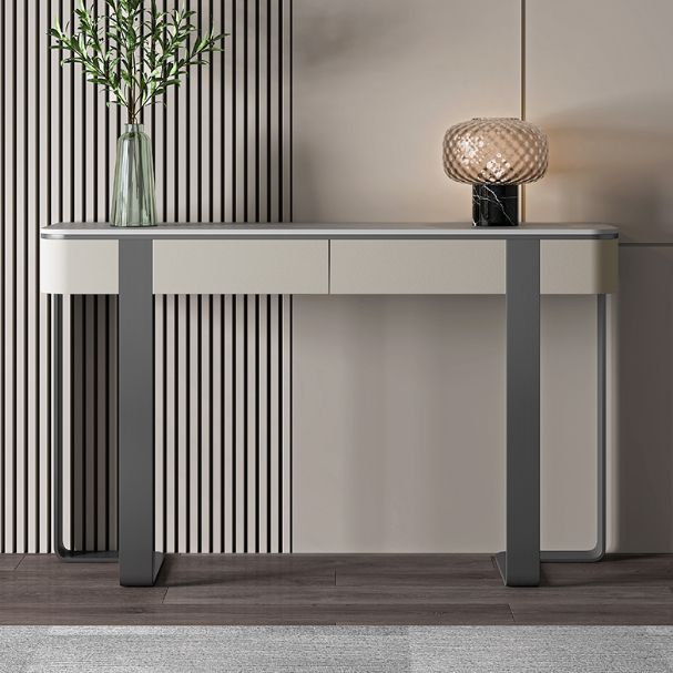 Stone Half Moon Console Table Glam 33.46-inch Tall Accent Table Clearhalo 'Console Tables' 'console_tables' 'Entry & Mudroom Furniture' 'furn' 'furn_console_tables' 'Furniture' 1200x1200_b10879f9-e1a5-4cb2-a406-3a7f8bba58ee