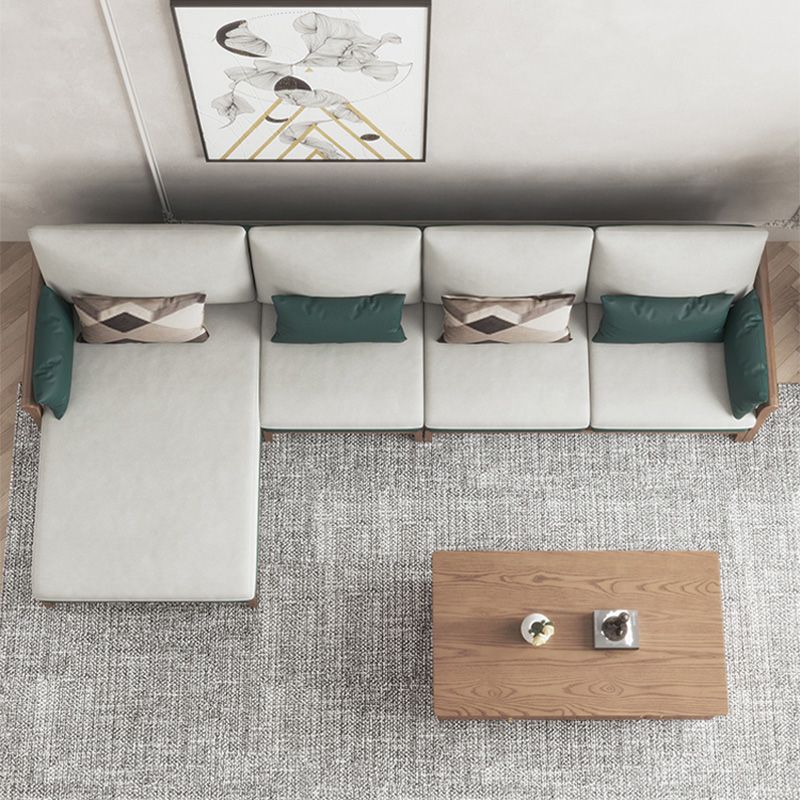 Sofá y chaise del cojín de brazo cuadrado de lino estacionado contemporáneo