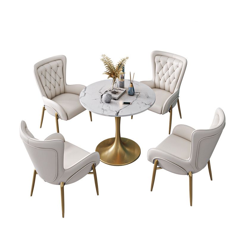 Scandinavian Kitchen Dining Room Set with Sintered Stone Top and Gold Base Dining Furniture Clearhalo 'Dining Room Sets' 'Dining Tables & Seating' 'dining_room_set' 'furn' 'furn_dining_room_set' 'Furniture' 'furniture_dining_room_set' 'Kitchen & Dining Furniture' 'kitchen&dining_furn' 'kitchen' 1200x1200_b10c9cd9-3e0f-4568-a686-4781d4e8a7bf