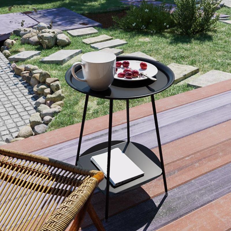 棚付きダブルティアリビングルームエンドテーブルを備えたミッドセンチュリーメタル4脚