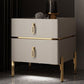 Contemporary Accent Table Nightstand Stone Night Table with Drawers
