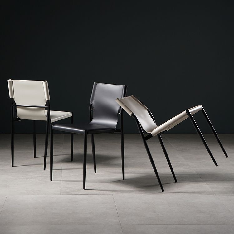 Industrial Style Leather Dining Side Chair Solid Back Armless Dining Chair Clearhalo ' kitchen&dining_furn' 'Dining Chairs' 'Dining Tables & Seating' 'dining_chair' 'furn' 'furn_dining_chair' 'Furniture' 'furniture_dining_chair' 'Kitchen & Dining Furniture' 'kitchen' 1200x1200_b112970e-a473-42a0-b3e1-8a05b454d99b