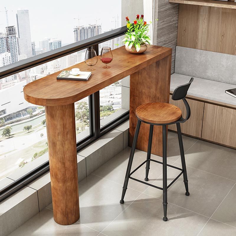 Irregular Shape Pine Wood Top Bar Table Modern Bar Table with Double Pedestal Clearhalo 'Bar Furniture' 'Bar Tables' 'bar_tables' 'furn' 'furn_bar_tables' 'Furniture' 'Kitchen & Dining Furniture' 1200x1200_b1129859-0af6-4651-b3fe-f9a4563c0ed6