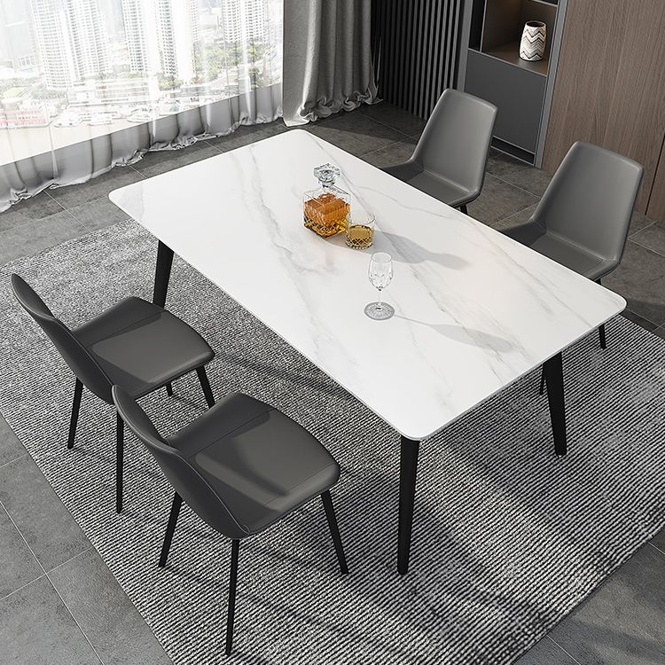 Industrial Sintered Stone Table 4 Legs Black Carbon Steel Base Rectangle Table for Home Clearhalo ' dining_table' 'Dining Tables & Seating' 'Dining Tables' 'furn' 'furn_dining_table' 'Furniture' 'furniture_dining_table' 'Kitchen & Dining Furniture' 'kitchen&dining_furn' 'kitchen' 'kitchen_dining_table' 1200x1200_b115aecd-c9d5-44fa-9322-0fea8393be51