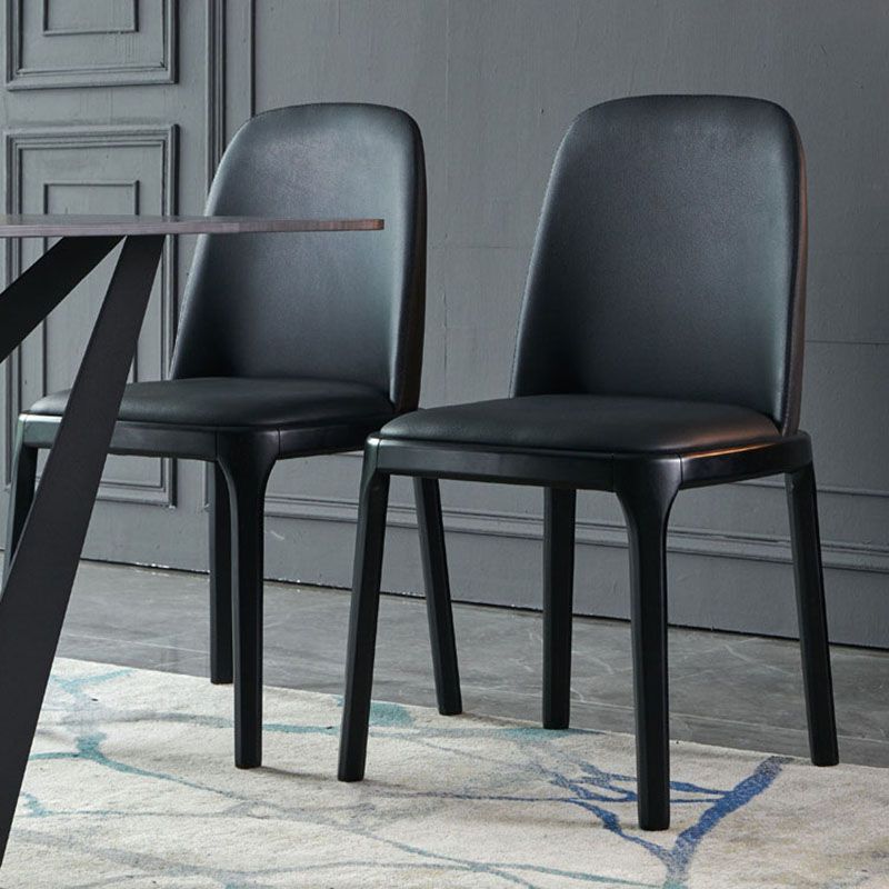 Contemporary Dining Armless Chair Matte Finish Leather Curved Parsons Chair Clearhalo ' kitchen&dining_furn' 'Dining Chairs' 'Dining Tables & Seating' 'dining_chair' 'furn' 'furn_dining_chair' 'Furniture' 'furniture_dining_chair' 'Kitchen & Dining Furniture' 'kitchen' 1200x1200_b1180285-ca8a-49aa-870b-84b13ce7c0eb