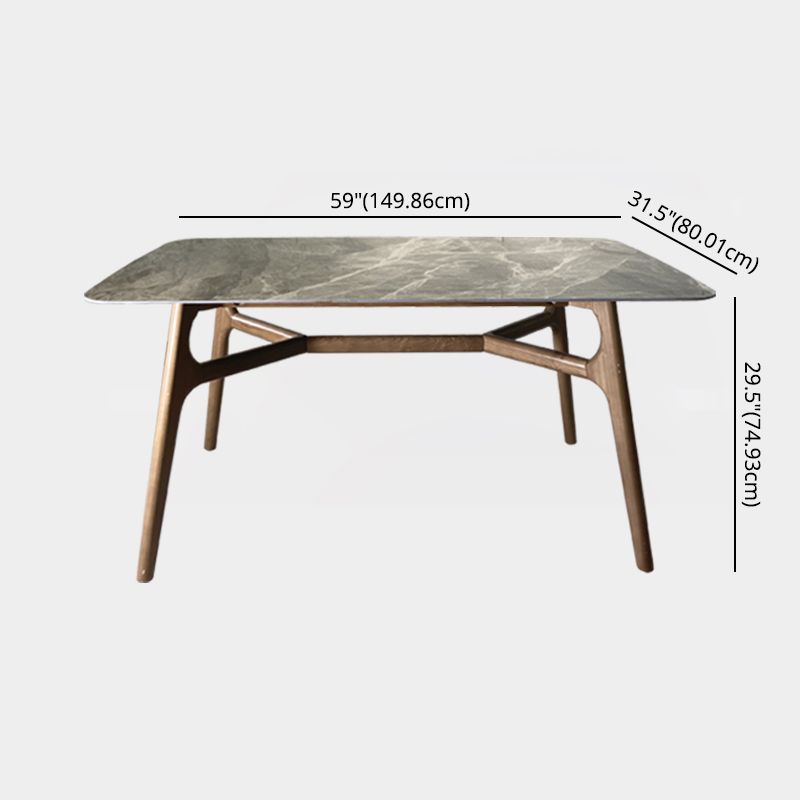 Modern Dining Table Set Sintered Stone Dining Table Rectangular Dining Table with Solid Wood Base Clearhalo 'Dining Room Sets' 'Dining Tables & Seating' 'dining_room_set' 'furn' 'furn_dining_room_set' 'Furniture' 'furniture_dining_room_set' 'Kitchen & Dining Furniture' 'kitchen&dining_furn' 'kitchen' 1200x1200_b1189881-58da-4d47-b2fd-d45b7b85ee11