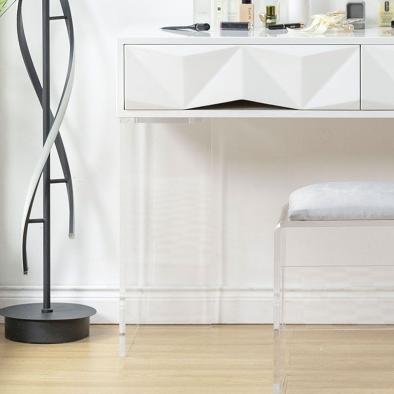 Modern Makeup Dressing Table Stool Set with 1/2 Storage Drawers Clearhalo 'Bedroom Furniture' 'furn' 'furn_makeup_vanities' 'Furniture' 'Makeup Vanities' 'makeup_vanities' 1200x1200_b11abb5a-14ee-40e8-870f-01996dd9896c