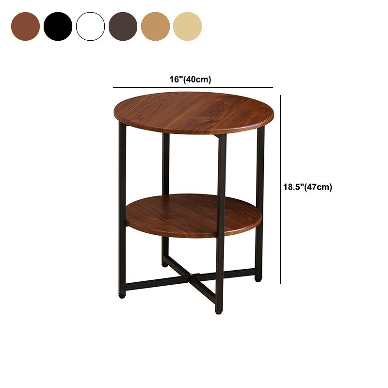 Contemporary Cross Legs End Table Round Double Tier End Table