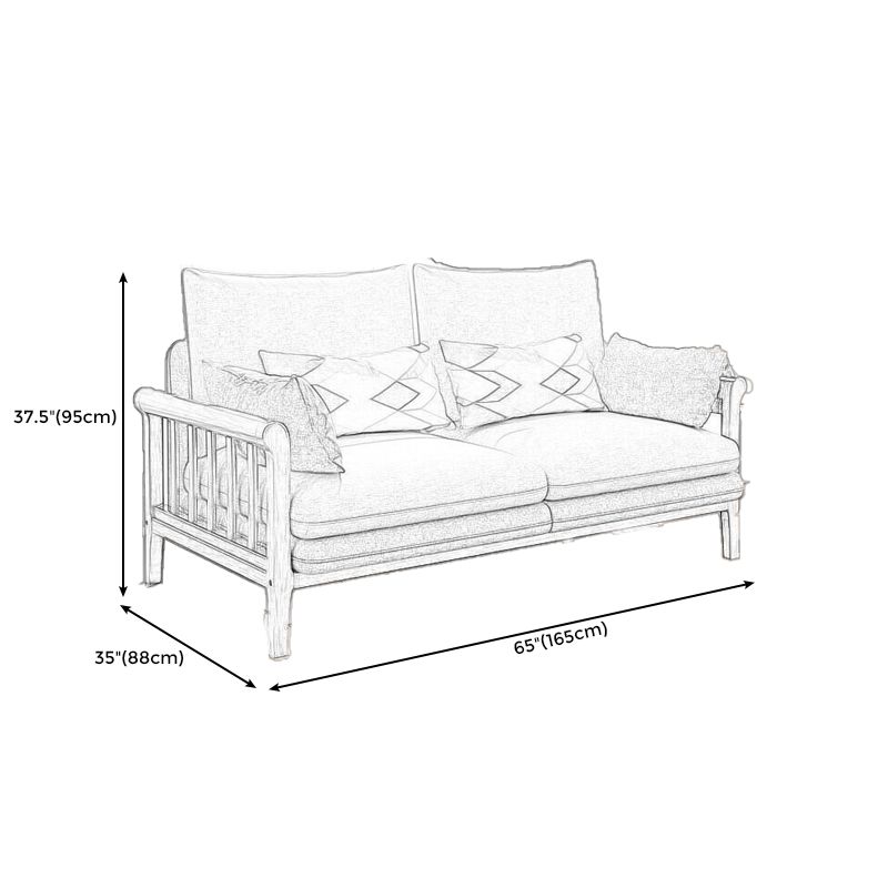 Rustic 37.4"High Cotton-Blend Sectional Pillow Back Sofa with Solid Wood Legs , Beige Clearhalo 'furn' 'furn_sectionals' 'Furniture' 'furniture_sectionals' 'Living Room Furniture' 'Sectionals' 1200x1200_b11ece06-a70a-4481-b36c-7b28688f41af