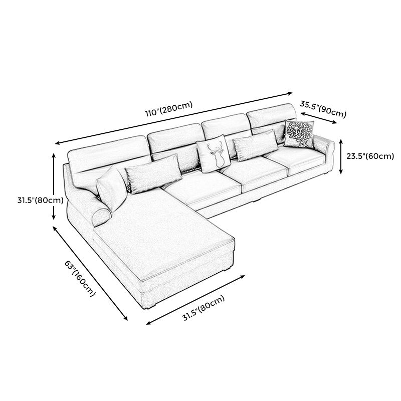Recessed Arm Sofa and Chaise L-Shape Pillow Back Cushion Sectional Clearhalo 'furn' 'furn_sectionals' 'Furniture' 'furniture_sectionals' 'Living Room Furniture' 'Sectionals' 1200x1200_b11f9bab-3ba6-4232-b228-623085781f9b
