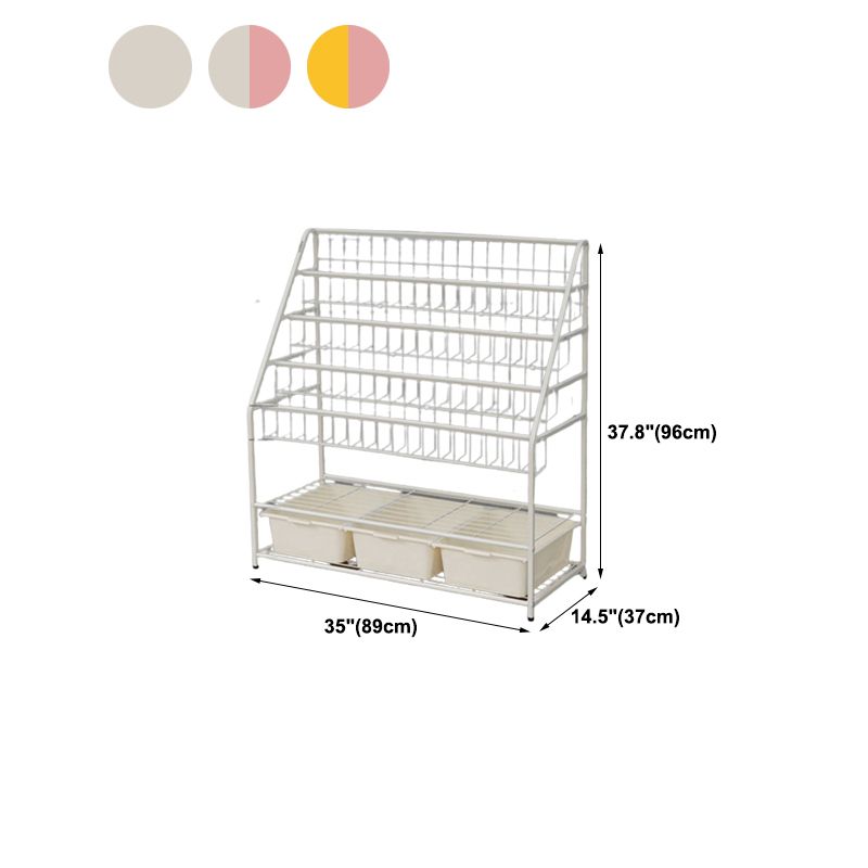 Pure White Shelf Bookcase Metal 6 Shelves Bookcase 37.8" H x 14.6" W