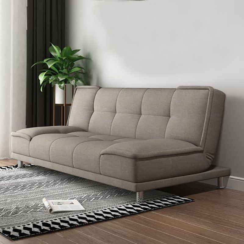 コンテンポラリーコンバーチブルアームレスコットンブレンドとフェイクレザーソファベッド