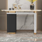 Oval Shape Contemporary Console Table Stone Console Sofa Table in Black and White