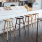 Industrial Armless Counter High Stool Solid Wood Backless Bistro Bar Stool with 4 Legs